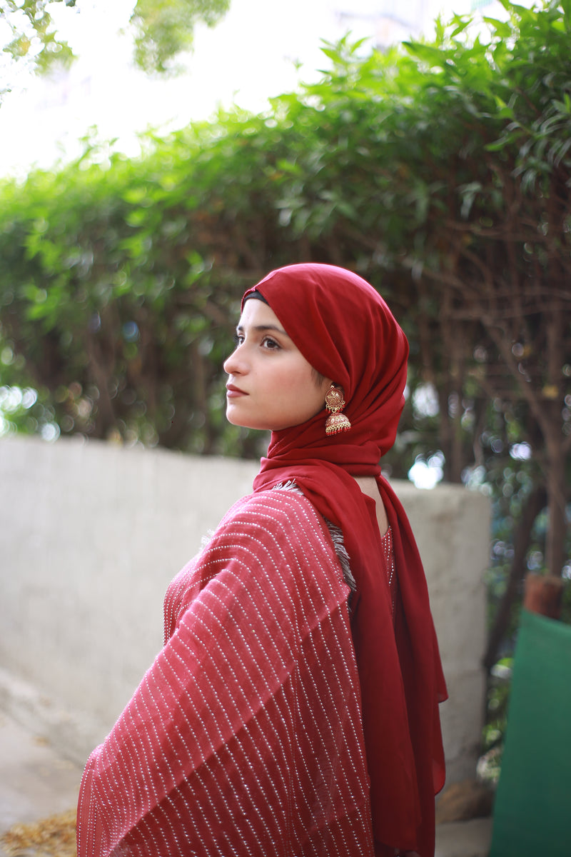 Crimson Grace Lava Silk Suit With Dupatta